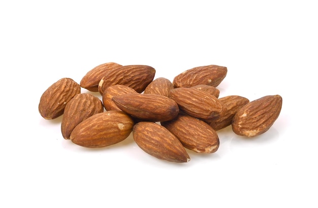 Almonds seeds isolated on white background