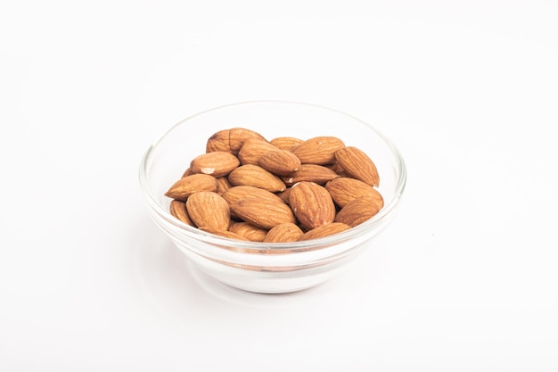 Almonds on a white background