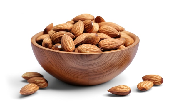 almonds in a wooden bowl