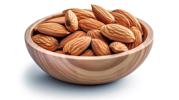 almonds in a wooden bowl