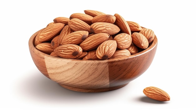 almonds in a wooden bowl