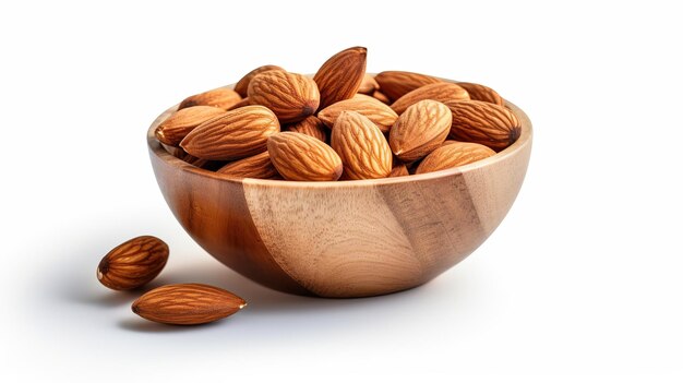 almonds in a wooden bowl