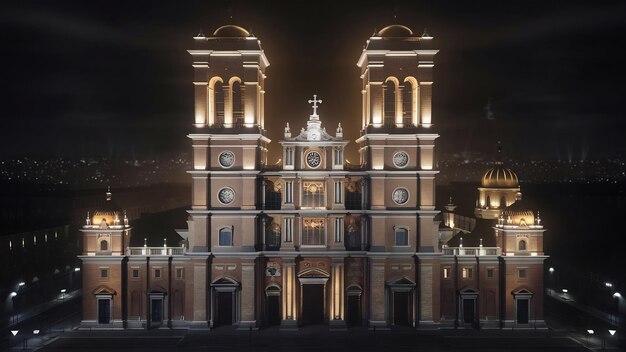 Photo almudena cathedral in night madrid spain