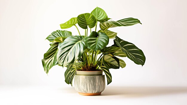 Alocasia Zebrina plant op een pot op witte achtergrond