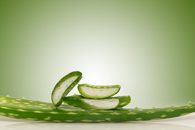 Aloe flower leaves on a green background Closeup medicinal flower