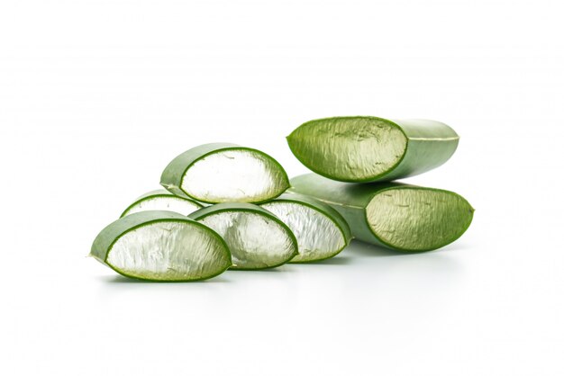 aloe sliced on white background