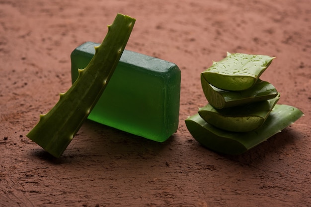 Aloe vera bath soap with aloe vera pieces