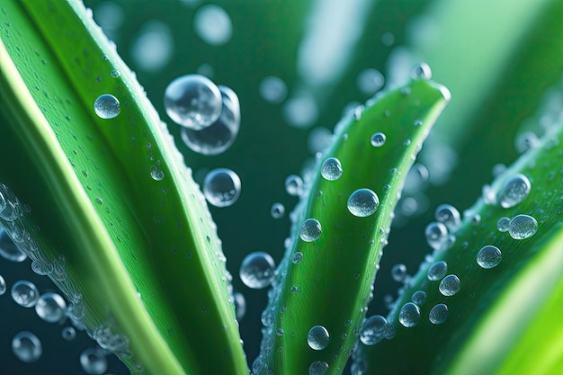 Aloe vera cover with drops of water ai generative
