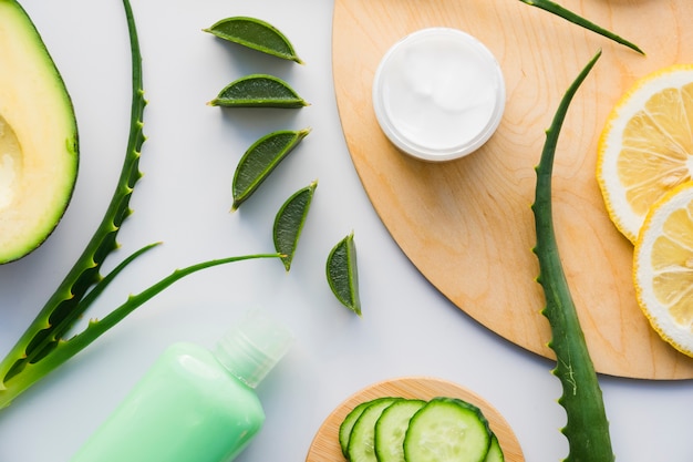 Aloe vera and cucumber with beauty cream