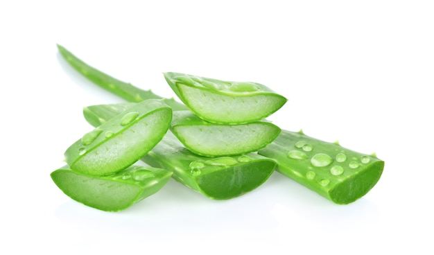 Aloe vera fresh leaf. isolated on white background