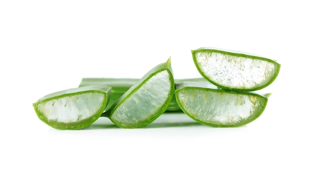 Aloe vera fresh leaf isolated over white