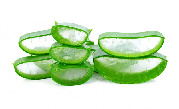 Aloe vera fresh leaf isolated on white