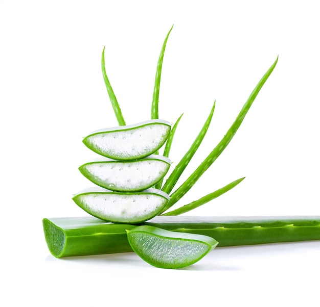 Aloe vera fresh leaves with slices 