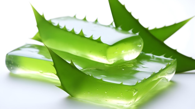 Foto aloe vera gel op een wit oppervlak