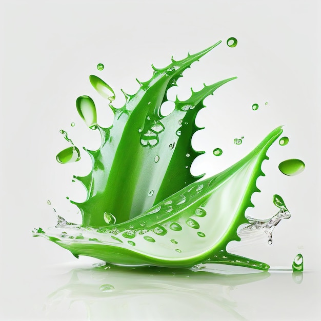 Aloe vera gel in water splash image in white background generative ai