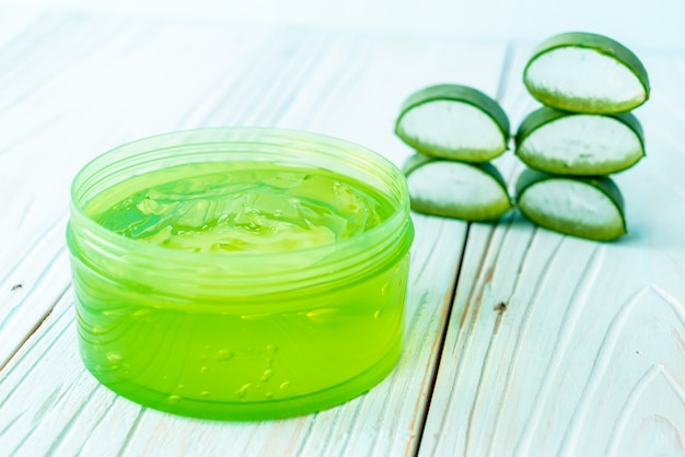 aloe vera gel with aloe sliced