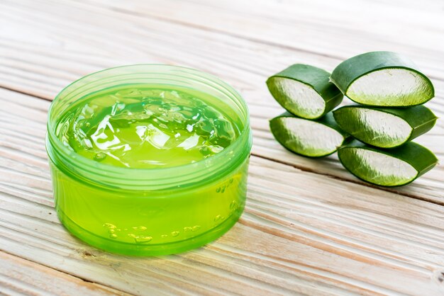 aloe vera gel with aloe sliced