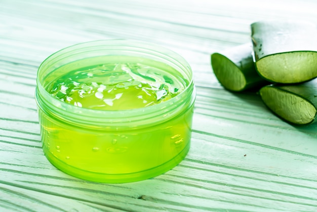 aloe vera gel with aloe sliced