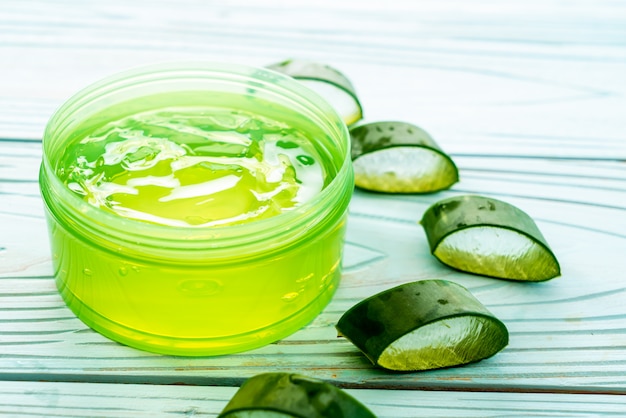 aloe vera gel with aloe sliced