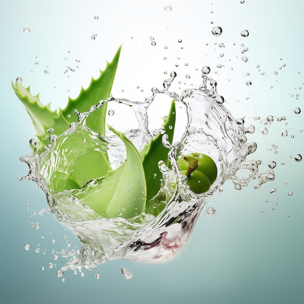 Aloe Vera grapes water splash 3D