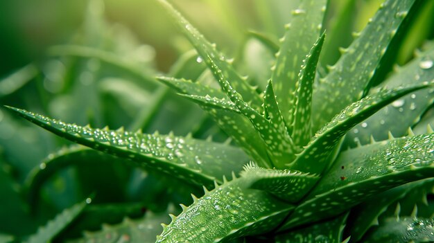 Aloe vera is een tropische groene plant die warm weer verdraagt Een close-up van groene bladeren aloe vera aloe
