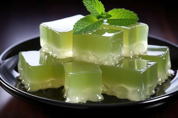 Aloe vera jelly slice ready to serve professional advertising food photography