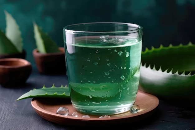 Aloe Vera Juice In Glass Health Drink Generative AI