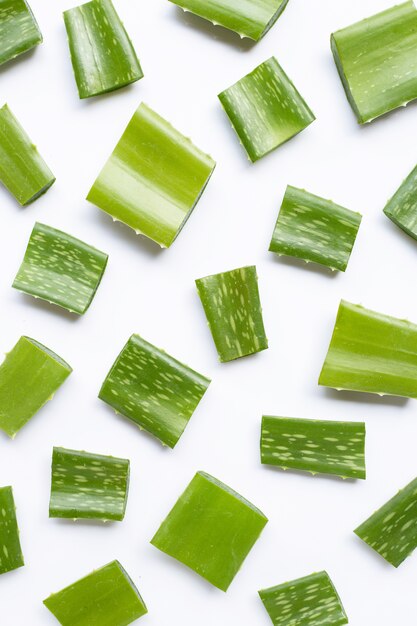 Aloe vera pieces on white