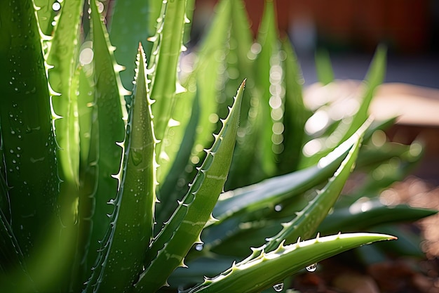 アロエベラの植物をクローズアップして見る