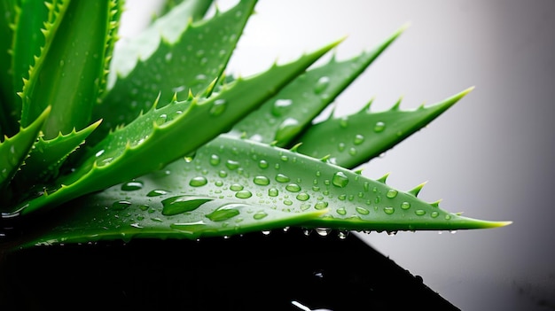 Aloë vera plant met kleine waterdruppeltjes