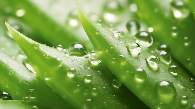 Aloe vera plant with water drops close up Natural background