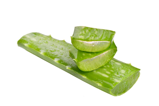 Aloe vera slice isolated on white background with clipping path