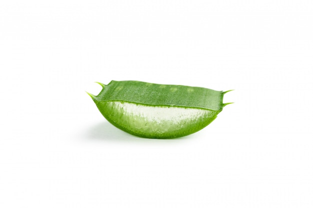 Aloe vera slice isolated on white table