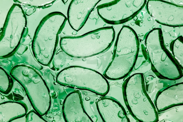 aloe vera slice texture background medicinal plant used to treat and to make a cream flat lay top view