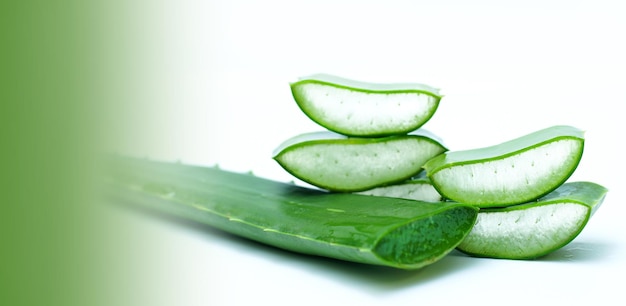 Aloe vera slice on white background