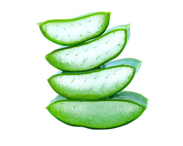 Photo aloe vera slice on white background