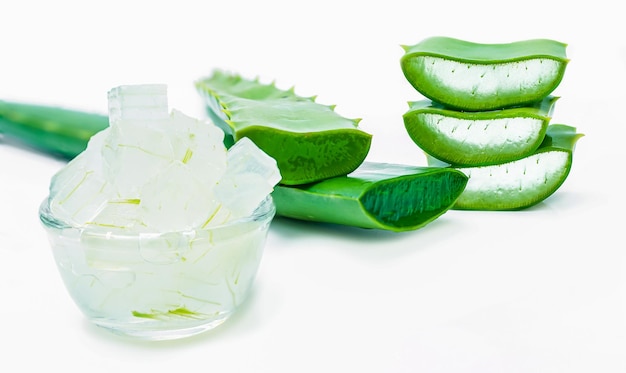 Aloe vera slice on white background