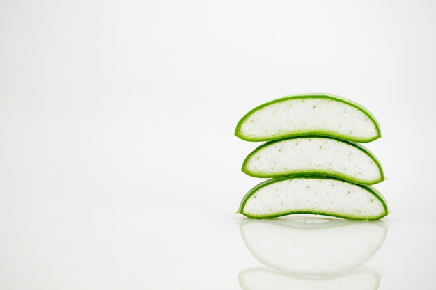 Aloe vera slice on white background