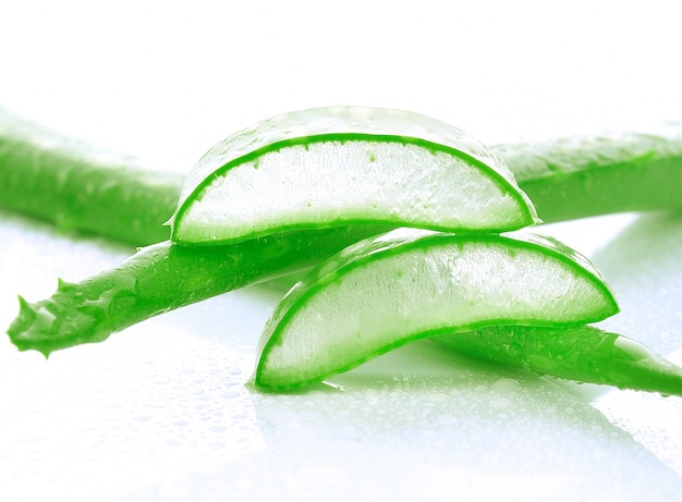 Aloe vera sliced, isolated on a white surfaceAloe sliced, isolated on a white surface