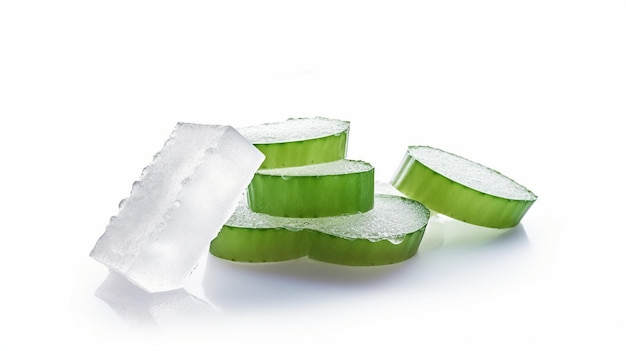 アロエ・ヴェーラ (Aloe Vera) を白い背景に分離したスライス