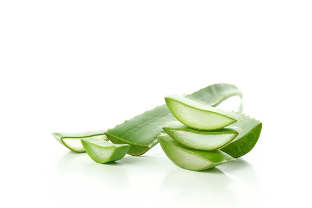 Aloe vera slices isolated on white background