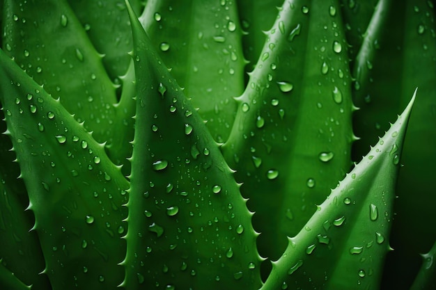 Aloe vera slices with water drops background