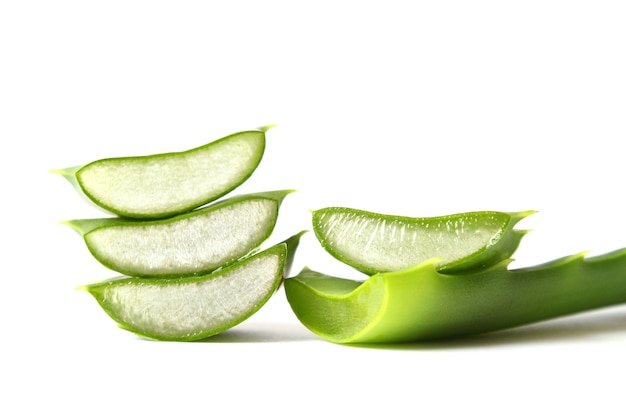 Aloe vera on a white background natural care products