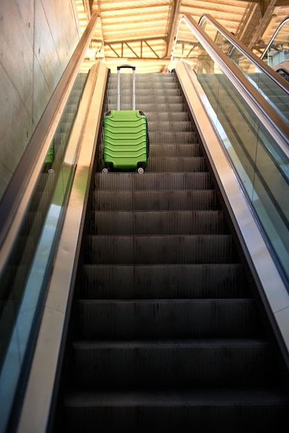 alone bag in airplane stairs