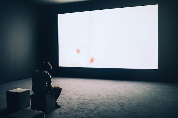 Alone man in museum