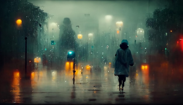 Premium Photo | Alone in a rainy street background image