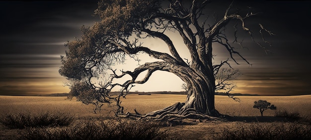 Alone rural backdrop tree