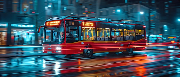 Along the route is a passenger bus