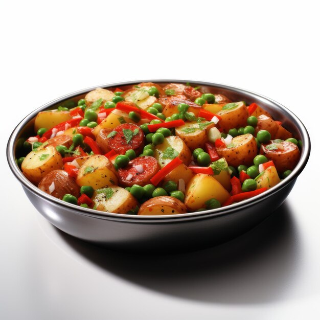 Foto aloo matar aardappel en groene erwten curry gekookt in een tomatensous tomatensous
