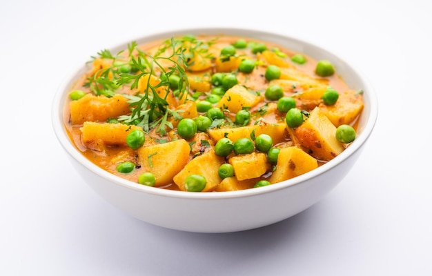 Aloo mutter is a Punjabi dish from the Indian subcontinent which is made from potatoes and peas in a spiced creamy tomato based sauce